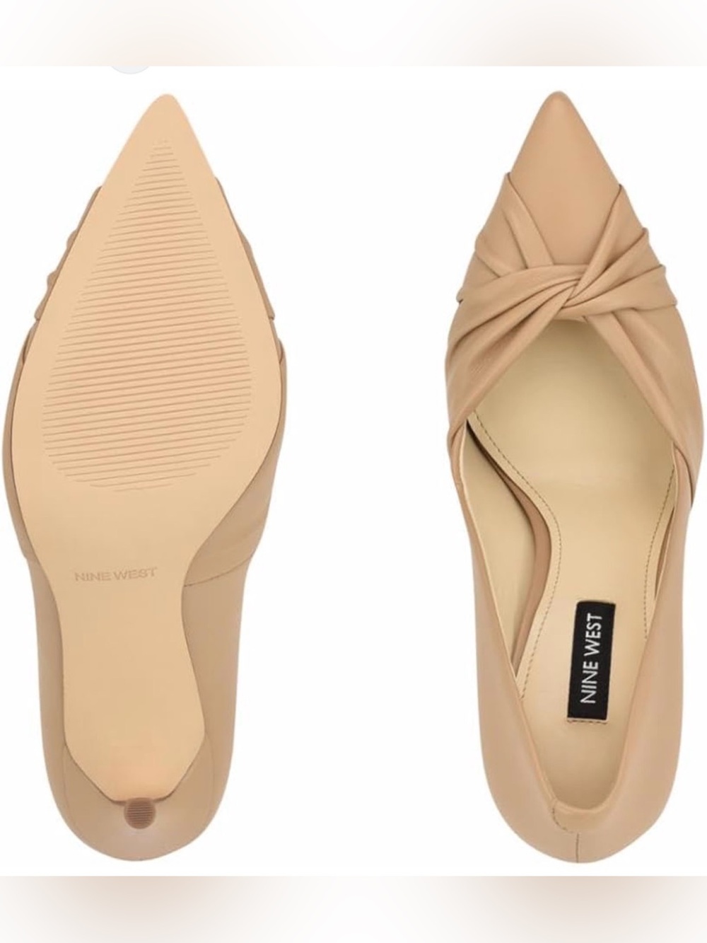 Nine West Beige Knotted Pointed-Toe Flats